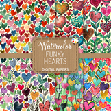 Funky Hearts Set 6 - Watercolor Pattern Papers