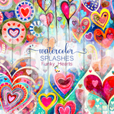 Funky Love Heart Splashes Set 2 - Watercolor Clipart Backgrounds