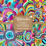 Funky Patterns Set 3 - Groovy Watercolor Abstract Backgrounds