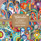 Funky Patterns Set 4 - Abstract Watercolor Digital Backgro