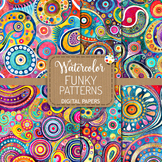 Funky Patterns Set 5 - Watercolor Bohemian Digital Pattern Papers