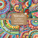 Funky Patterns - Watercolor Folk Art Boho Background Papers