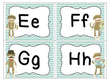 Sock Monkey Classroom Decor - Alphabet Cards - Word Wall