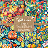 Funky Thanksgiving - Watercolor Digital Holiday Pattern Papers