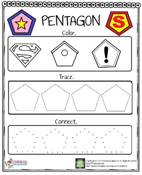 Funny 2D Pentagon Worksheet by preschoolplanet | TpT