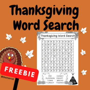 Funny Activity Thanksgiving Word Search with an Answer Key | TPT