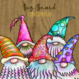 Funny Big Beard Watercolor Garden Gnome Clipart