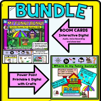 Preview of Funny Bunny CVCV Phrases BUNDLE for Apraxia & SSD