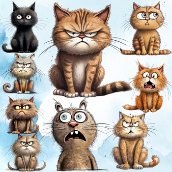 Preview of Funny Cats Clipart | Set of Funny Cats