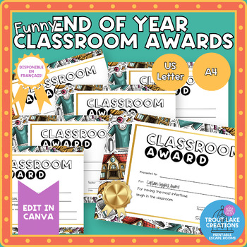 Preview of Funny Editable Classroom Awards