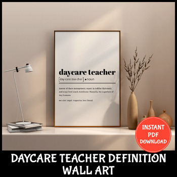Preview of Funny Daycare Teacher Definition Print | Thank you Gift For Teacher | Wall Art