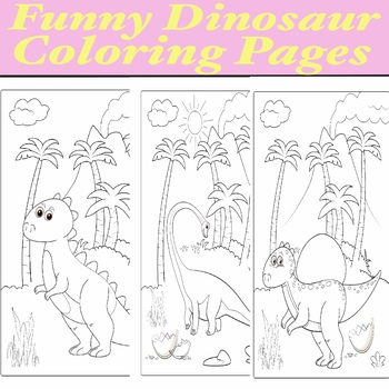 Funny Dinosaur Coloring Pages For Kids| Funny Dinosaur ClipArt Coloring