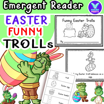 Preview of Funny EASTER Trolls -Emergent Reader Kindergarten First Grade Mini Book NO PREP