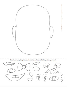 Preview of Funny Face Coloring Page- Preschool Emotions and Facial Expressions