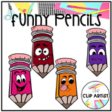 Funny Face Pencils Clip Art