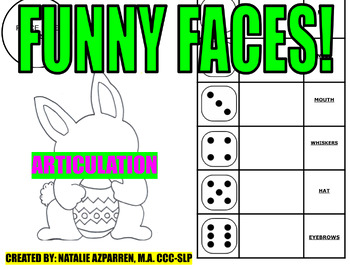 Preview of Funny Faces Easter Bunny Rabbit Day Speech Therapy Activity Articulation