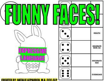 Preview of Funny Faces Easter Bunny Rabbit Speech Therapy EXPRESSIVE LANGUAGE
