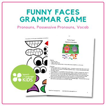 Preview of Funny Faces Grammar Game: Pronouns, Possessive Pronouns, Vocab | Speech Therapy