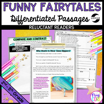 Preview of Funny Fairytales Differentiated Reading Comprehension Passages Lexile Leveled 