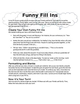 Funny Fill in Story English by Dr Sigler | TPT