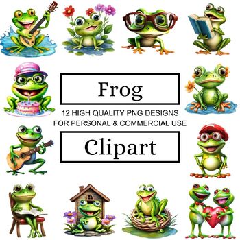 Preview of Funny Frog Clipart Collection - Playful Frog Illustrations