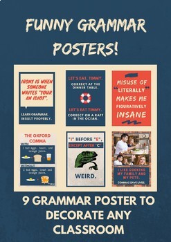 Preview of Funny Grammar Posters: Classroom Decoration Display