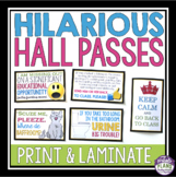 Hall Passes - Funny Back to School Bathroom Passes - Sign 