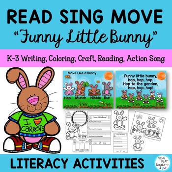 Preview of Bunny Literacy Activities & Song "Funny Little Bunny": Preschool, K-2 