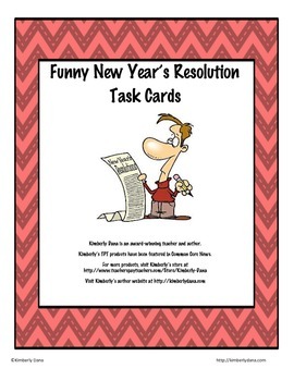 Funny New Year's Resolution Task Cards by Kimberly Dana | TPT