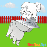 Funny Pig Paper Puppet Coloring Page Printable - Farmyard 