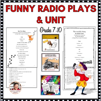 Preview of Funny Radio Drama Play Scripts and Unit Grades 8 to  Humor Wit Absurdity Acting