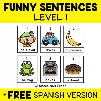 Funny Sentence Building Center 1 by Nikki and Nacho | TPT