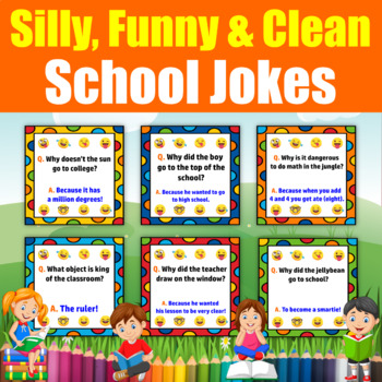 Funny, Silly and Clean School Jokes flash cards for kids. 20 printable ...
