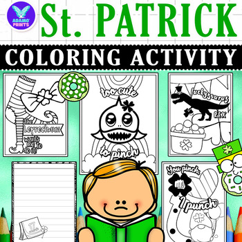 Preview of Funny St. Patrick's Day Coloring Pages & Writing Paper Art Activities No PREP