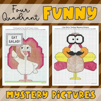 Preview of Funny Thanksgiving Coordinate Plane Four Quadrant Mystery Picture BUNDLE