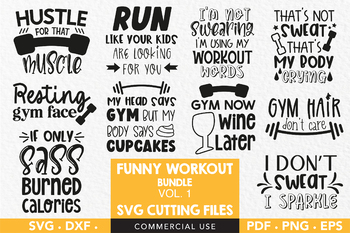 Funny Workout Quotes Cutting Files - CF143 by Prettygrafik | TPT
