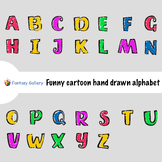 Funny cartoon hand drawn alphabet