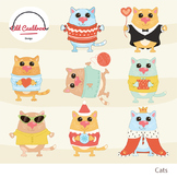 Funny cats clipart commercial use, kittens clipart CL016