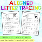 Aligned Alphabet Letter Tracing, Separate Uppercase and Lowercase