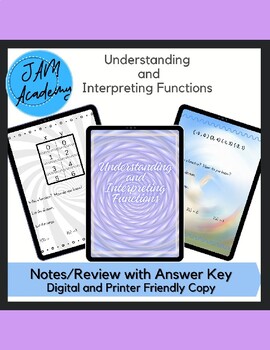Preview of Funtions-Understanding and Interpreting Algebra/Special Education Notes/Review