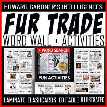 Preview of Fur Trade WORD WALL CARDS | 96 Academic Vocabulary Flash Cards 50% SALE!