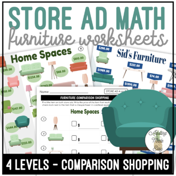 Preview of Furniture Store Ad Math Comparison Shopping Worksheets