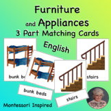 Furniture and Appliances 3 Part Matching Cards in English