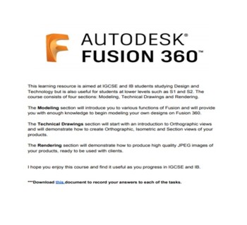 Preview of Fusion 360 Course
