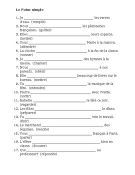 Futur (Future in French) Worksheet 5 by jer520 LLC | TPT