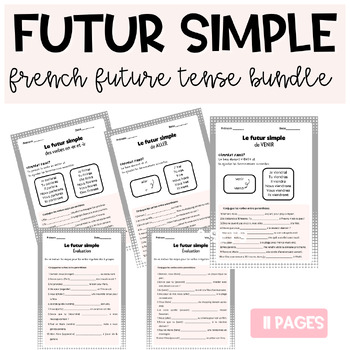 Preview of Futur Simple Worksheets | French Future Tense Printables