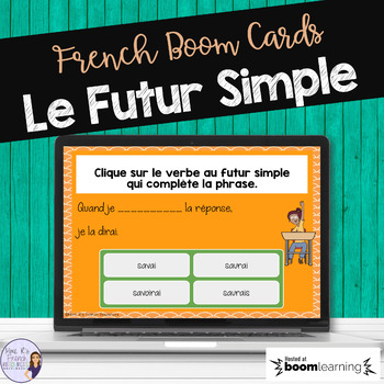 Preview of Futur simple task cards BOOM CARDS French digital activity