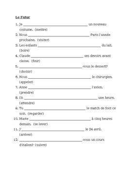 Futur simple (Future in French) Worksheet 12 by jer520 LLC | TPT