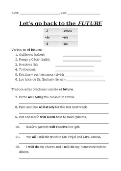 Preview of Spanish Future & Future Perfect Verbs: ENGAGE Students by Inserting their Names!