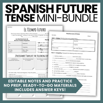 Preview of Future Grammar Tense Mini-Bundle for Spanish Class | Práctica el Futuro